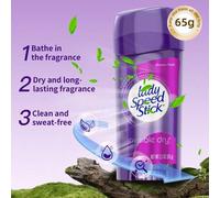 Shein 1 pieza Desodorante en barra Lady Speed Stick de 65g, frescura duradera y control de olores, fórmula suave absorbente de sal, invisible y sin manchas,