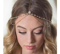 Shein 1 pieza Diadema con cadena de circonita cristalina, elegante y bohemia de moda francesa para boda, fiesta, vacaciones y uso diario (hecho a mano, vari