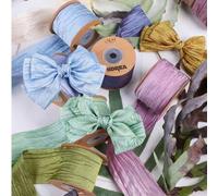 Shein 1 pieza Diadema con lazo de cinta de seda crujiente perlada, accesorio para el cabello DIY, caja de regalo, material de costura y manualidades para so
