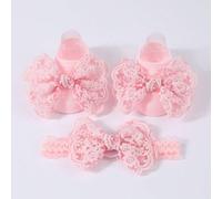 Shein 1 pieza Diadema de bebé de unicolor con moño + 1 pieza de calcetines antideslizantes para bebé para aprender a caminar, regalo de San Valentín