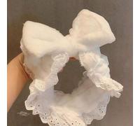 Shein 1 pieza Diadema de terciopelo para spa - Elegante diadema con lazo y encaje, accesorio impermeable para baño y spa en casa, alternativa rápida de seca