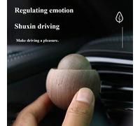 Shein 1 pieza Difusor de aromaterapia para el automóvil hecho a mano de nuez negra natural - Diseño esférico de madera elegante con asa negra, sin batería y