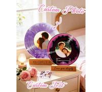 Shein 1 pieza Disco de vinilo personalizable, imprimible con fotos y texto, viene con base de madera. Hecho de material acrílico de alta calidad resistente