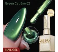 Shein 1 pieza Diseños de arte de uñas holográficas con efecto de ojo de gato de moda 15ml Gel magnético reflectante de ojo de gato para remojar en UV LED He