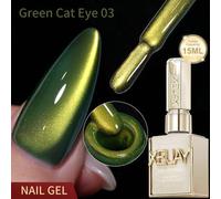 Shein 1 pieza Diseños de arte de uñas holográficas con efecto de ojo de gato de moda 15ml Gel magnético reflectante de ojo de gato para remojar en UV LED He