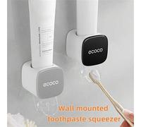 Shein 1 Pieza Dispensador de pasta de dientes automático simple montado en la pared, soporte para exprimir pasta de dientes a prueba de agua, fácil de expri