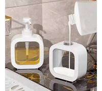 Shein 1 pieza Dispensador recargable transparente de alta capacidad para jabón de manos, gel de ducha, detergente, loción, decoración del baño del hogar