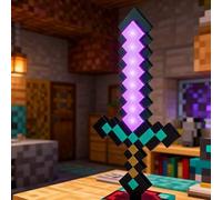 Shein 1 pieza Edición conmemorativa Serie Espada de diamante con luz arcoíris recargable, Accesorio de juego Minecraft, Modelo de lámpara de escritorio con