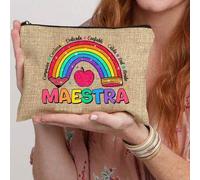 Shein 1 pieza El mejor regalo para el maestro, bolsa de cosméticos con estampado de letra "Forever The Greatest Teacher", organizador de viaje con cremaller