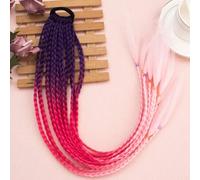 Shein 1 pieza Elástico de cola de caballo de sostén de trenza de 12 hilos de niña con degradado rosado, 60 cm de largo Anillo toalla trenzado para el cabell