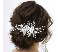 Shein 1 pieza Elegante accesorio para el cabello de estilo Mori con flor de cerámica suave para decoración, boda, fiesta o novia. Lujoso y hermoso peine par