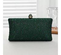 Shein 1 pieza Elegante bolso de mano de noche para mujer con decoración de cristales de color verde oscuro con brillo, bolso de lujo con cristales, adecuado