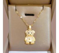 Shein 1 Pieza Elegante Y Delicado Collar Con Charm De Osito De Diamantes De Imitación Para Niños, Joyería Linda Y Brillante Para Fiestas Y Uso Diario Infant