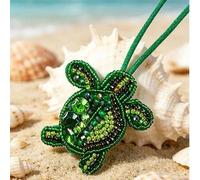 Shein 1 pieza Encanto de bolso de cuero con lentejuelas hecho a mano con cuentas de estilo oceánico de vacaciones, tortuga marina azul, medusa, estrella de