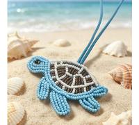 Shein 1 pieza Encanto de bolso de cuero con lentejuelas hecho a mano con cuentas estilo oceánico de vacaciones, tortuga marina azul, medusa, estrella de mar