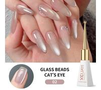 Shein 1 pieza Esmalte de uñas en gel con efecto magnético galaxia, de 10ml, con glitter holográfico de cuentas de vidrio y efecto de ojo de gato, para uso e