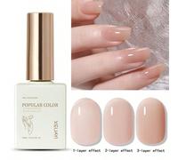 Shein 1 pieza Esmalte de uñas en gel de color rosa desnudo con efecto de hielo 15ML, gel de esmalte con brillo que se retira con remojo, para todas las temp