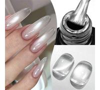 Shein 1 pieza Esmalte de uñas en gel efecto ojo de gato blanco de 7ml, ultra brillante, de gel de remojo UV, aspecto de espejo y magnético, esmalte de gel s