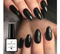 Shein 1 pieza Esmalte de uñas en gel negro de 10ml, Esmalte de uñas de punta francesa, Uñas Y2k, Pegamento para uñas, Juego de esmalte de gel de curado UV q