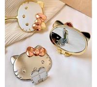 Shein 1 pieza Espejo de belleza plegable y portátil de Hello Kitty de Sanrio, espejo de mano, espejo de maquillaje HD, regalo de autocuidado para mamá, rega