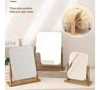 Shein 1 pieza Espejo de escritorio de madera giratorio 360°, con varios tamaños y especificaciones disponibles. Espejo exquisito y sencillo de vidrio HD pla