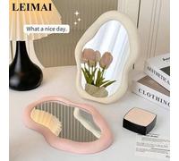 Shein 1 Pieza Espejo de Maquillaje con Forma Asimétrica de Nube, Con Soporte en la Parte Posterior para Colocar sobre una Mesa, Adecuado para Tocador de Do
