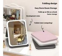 Shein 1 pieza Espejo de maquillaje portátil multifuncional iluminado con LED, con carcasa de espejo fabricada en material PU de alta calidad, suave y resist