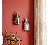 Shein 1 pieza Espejo de pared colgante de resina con estilo europeo de escarabajo ciervo, decoración de pared de escarabajo en relieve 3D, decoración de par