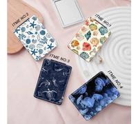 Shein 1 pieza Espejo de vanidad portátil de la serie clásica del océano vintage, espejo de mano plegable ultraligero y conveniente con carcasa de cuero de P