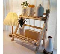 Shein 1 pieza Estante de almacenamiento de madera plegable de doble capa, soporte duradero para plantas y especias, organizador multifuncional para decoraci