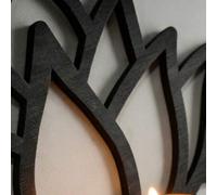 Shein 1 pieza Estante flotante de pared con forma de loto, decoración del hogar estilo bohemio, estante de flor de loto de madera negra, organizador de alma
