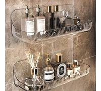Shein 1 pieza Estantería de almacenamiento para baño, caja de almacenamiento transparente sin perforación para pared, apta para baño y cocina