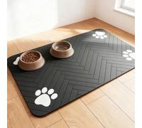 Shein 1 pieza Estera absorbente y antifugas para alimentación de perros y gatos con diseño de espiguilla y huella, de secado rápido y fácil de limpiar, idea