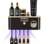 Shein 1 pieza Esterilizador de cepillo de dientes inteligente con dispensador de pasta de dientes, soporte de pared para cepillo de dientes, todo en uno est