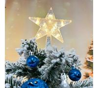 Shein 1 pieza Estrella luminosa de 15 cm para la parte superior del árbol de Navidad, luces decorativas de estrella de 5 puntas iluminada con LED con caja d