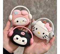 Shein 1 pieza Estuche 3D de Sanrio Kitty, Kurome Melody para audífonos inalámbricos Bluetooth AirPod 1 2 3 Pro, funda protectora suave de silicona para deco