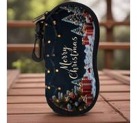 Shein 1 pieza, Estuche de gafas de Navidad, Escena/Ciudad de dulces de sueño de Feliz Navidad, Artículos de primera necesidad del hogar, Suministros de gafa