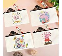 Shein 1 pieza Estuche de lápices de lona Peppa Pig, almacenamiento de artículos de papelería, monedero, portatarjetas, multifuncional, simple y portátil, me