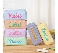 Shein 1 pieza Estuche de lápiz de gasa de burbujas personalizado, bolsa con nombre personalizado, bolsa de papelería con combinación de letras, regalo de vu