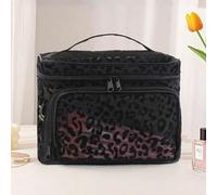 Shein 1 pieza Estuche de maquillaje minimalista de moda, de malla transparente con forma de corazón, de gran capacidad, adecuado para viajes, vacaciones, ho