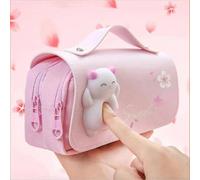 Shein 1 pieza Estuche para lápices grande y multifuncional con forma de rosquilla desmontable y alivio del estrés, lindo para estudiantes de primaria, de vu