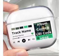 Shein 1 pieza Estuche personalizado de auriculares Bluetooth transparente, reproductor de música personalizable con título de canción, nombre del artista y