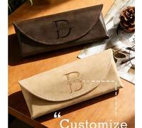 Shein 1 pieza Estuche personalizado para gafas con nombre, bolsa de almacenamiento para gafas de sol, estuche portátil de piel sintética para gafas, caja mi