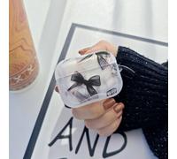 Shein 1 pieza Estuche transparente para AirPods con diseño de lazo degradado lindo, compatible con AirPods 1/2/3/4/Pro/Pro2, con forma ondulada y anillo