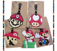 Shein 1 pieza Etiqueta de equipaje con forma de seta de Super Mario, colgante de PVC de personaje de anime del juego Super Mario. El mejor ambiente para fie