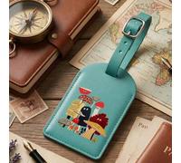 Shein 1 pieza Etiqueta de equipaje de cuero PU ligera y elegante antirrobo, esencial de viaje para vuelo, regreso a la escuela, vacaciones, mochila, maleta,