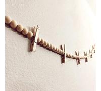 Shein 1 pieza Exhibición de arte infantil con colgador de fotos con pinzas, guirnalda de cuentas de madera bohemia, banner para sujetar dibujos y fotos de n