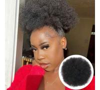 Shein 1 pieza Extensión de cola de caballo afro rizado, moño de chongo, coleta con cordón para niños y niñas con pelo corto africano, rizado y oscuro, exten