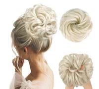 Shein 1 pieza extensión de rodete desordenado de pelo con moño sintético rizado y ondulado de color blanco leche para mujeres