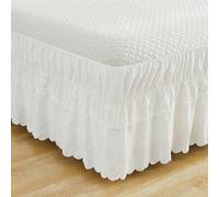 Shein 1 pieza Falda de cama de estilo granja elegante de encaje blanco, hecha de microfibra suave, fácil de instalar, adecuada para la decoración del dormit